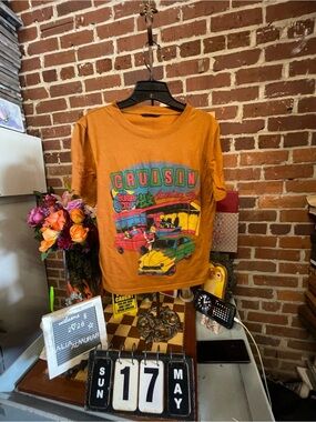 Sleeve Classic Car Retro Style T-Shirt Womens
